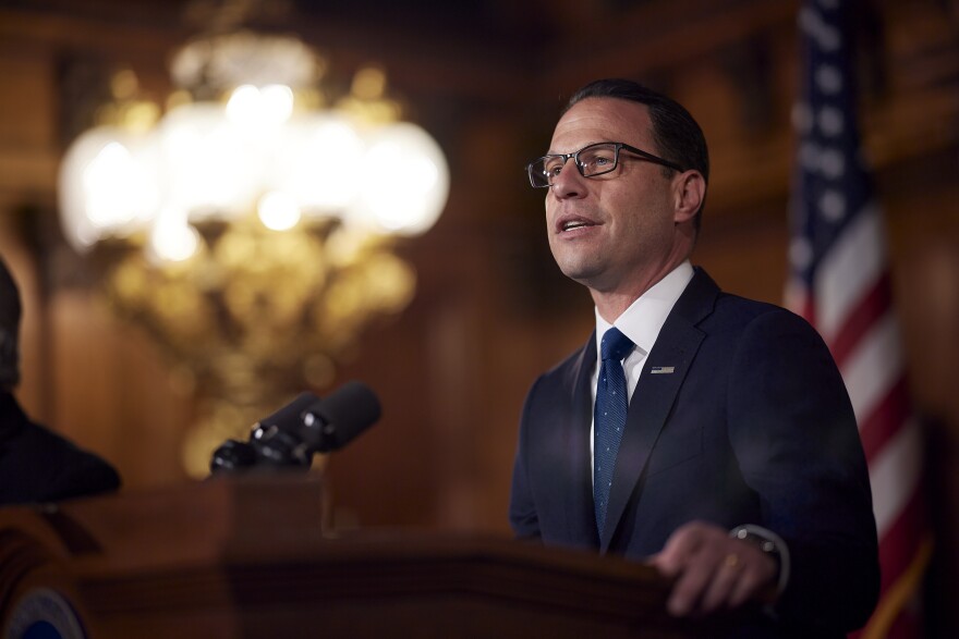 Gov.-elect Josh Shapiro speaks with the press on Nov. 16, 2022.