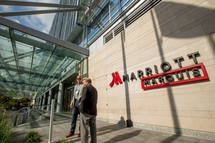 Marriott International says it will eliminate small plastic bottles from its hotel rooms by the end of 2020. (Andrew Harnik/AP)