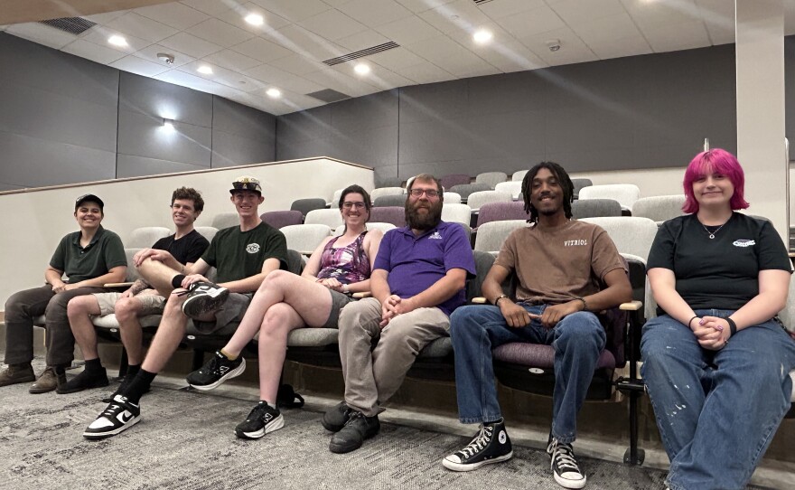 Some of the volunteers with Virginia Peninsula Community College's student theater who worked on set pieces for the "America Made in Virginia: 250 Years Together" July 4th program at Colonial Williamsburg.