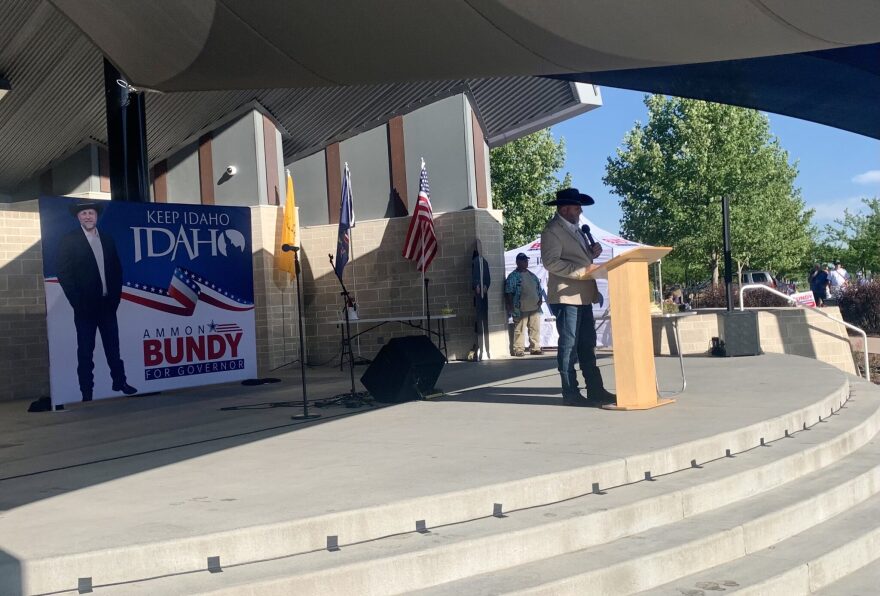 Ammon Bundy announced he will seek the office of Idaho governor on June 19 at Julius M. Kleiner Memorial Park in Meridian. (Clark Corbin/Idaho Capital Sun)