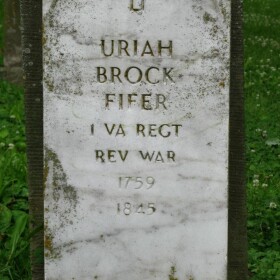 Uriah Brock headstone at Old Lorimer Cemetery, Cape Girardeau, Missouri