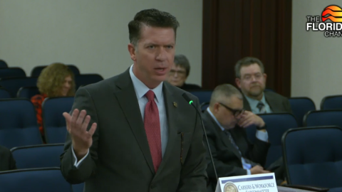 Belleview Republican Rep. Ryan Chamberlin, the sponsor of the 2026 minimum wage bill, explains his support during a committee meeting on Wednesday, Feb. 4, 2026.