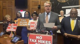 Indiana House Democratic Leader Phil GiaQuinta speaks during an April 2025 news conference on the House floor.