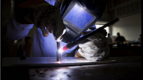 Austin Masiaczyk fuses an anchor together to attach flood-control panels at Savannah Trims on Nov. 13, 2019 in Lake Park. Savannah Trims makes flood-control gates for businesses to protect from storm surge and tidal flooding.