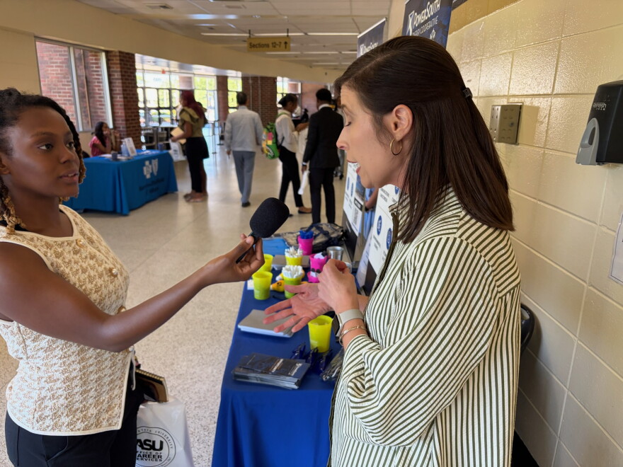ASU Communication Student Tiffany McCurdy interviews Power South Energy Cooperative Representative