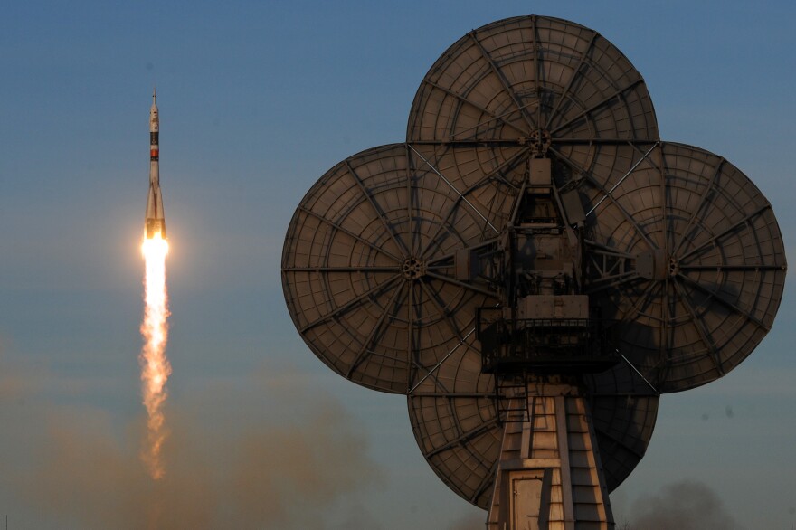 Russia's Soyuz MS-11 spacecraft carrying NASA astronaut Anne McClain blasts off on Dec. 3, 2018.