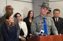Col. Daniel Loughman, commanding officer of the Connecticut State Police, speaks at a press conference at the Connecticut Forensic Science Laboratory on Monday, Dec. 22, 2025. Behind him, from left, are Lt. Gov. Susan Bysiewicz; Ronnell Higgins, commissioner of the Connecticut Department of Emergency Services and Public Protection; state Rep. Kathy Kennedy (R-Milford); Dr. Jessica Gleba, director of forensic laboratory operations at the Connecticut Division of Scientific Services; Lt. Bryan Gustis of the Hartford Police Department's Traffic Division; and state Sen. Tony Hwang (R-Fairfield).