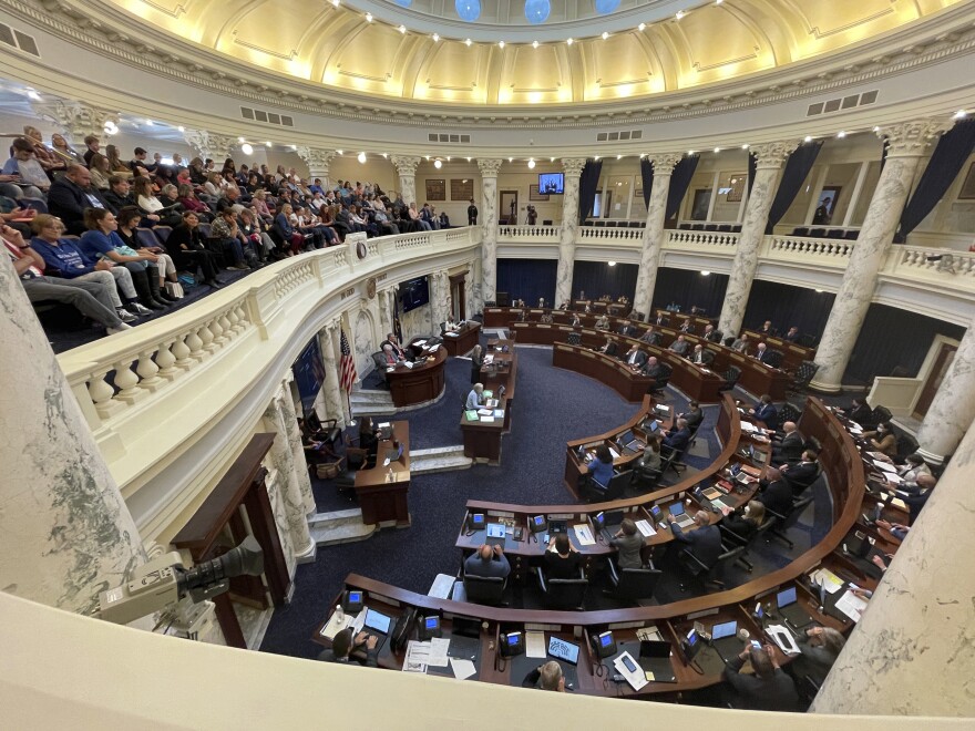 A view of the Idaho House of Representative's chamber at the Idaho capitol