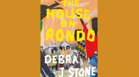 Cover of "The House on Rondo" by Debra J. Stone; abstract, colorful image of people on a neighborhood street