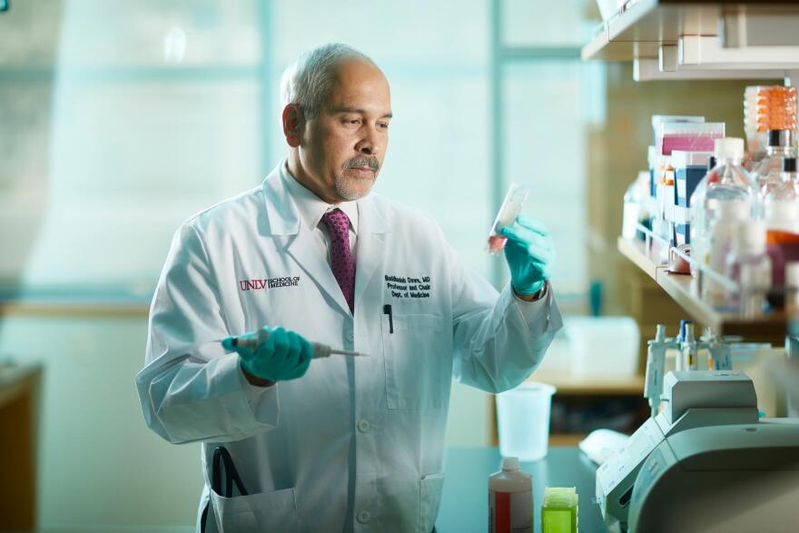 Dr. Buddha Dawn, UNLV School of Medicine professor of internal medicine, works in a lab. Las Vegas Councilman Brian Knudson says the medical school can be a catalyst to bring more commercial and research lab facilities to Southern Nevada.