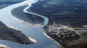 The community of Ambler along the Kobuk river as seen from the air