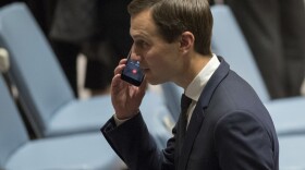 Jared Kushner takes a phone call before a Security Council meeting on the situation in Middle East, Tuesday, Feb. 20, 2018 at United Nations headquarters. (AP Photo/Mary Altaffer)