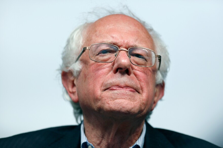 Sen. Bernie Sanders pauses during a campaign event in Louisville, Ky., on Tuesday.