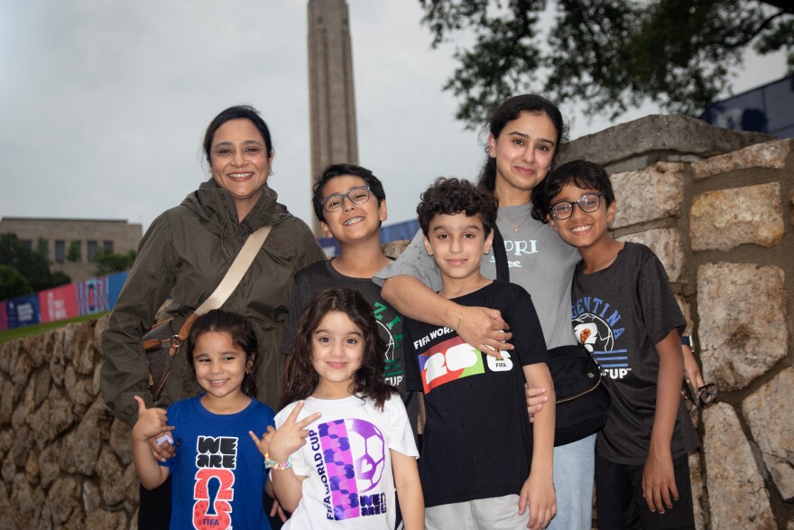 Six-year-old Amra Sahibzada, in the white T-shirt, and her cousin, 10-year-old Jarrar Sahibzada, far right, said they were upset to leave the FIFA Fan Festival after it was closed for most of Thursday due to inclement weather.