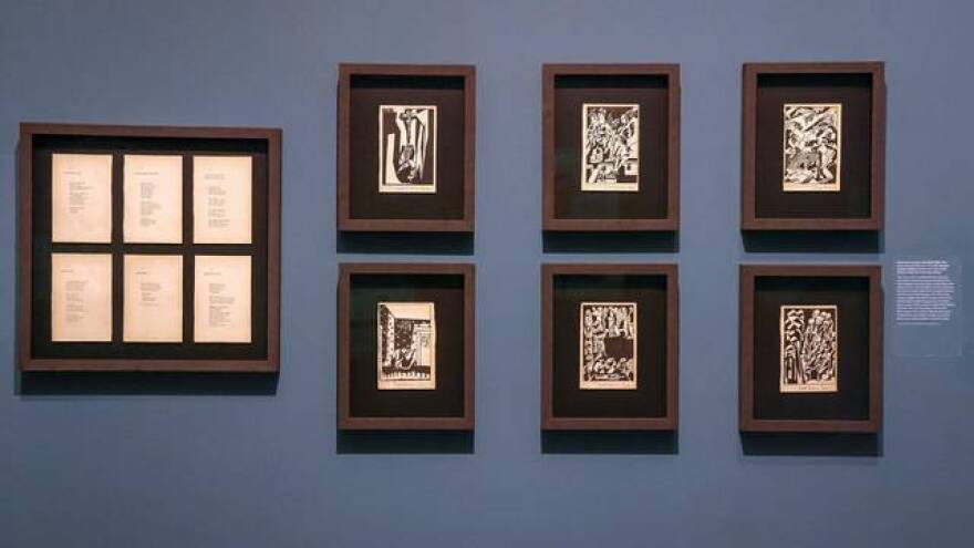 Pictured are One Way Ticket poems and illustrations at the Silhouette exhibition inside The Wolfsonian - FIU on Wednesday, May 22, 2024, in Miami Beach, Florida.