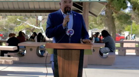 The Chairman of the Duckwater Shoshone Tribes, Warren Graham, speaks about how important the tribe's ancestral lands are to him and the tribe to a crowd on Public Lands Day on Saturday, September 26, 2026, at Freedom Park in Las Vegas.
