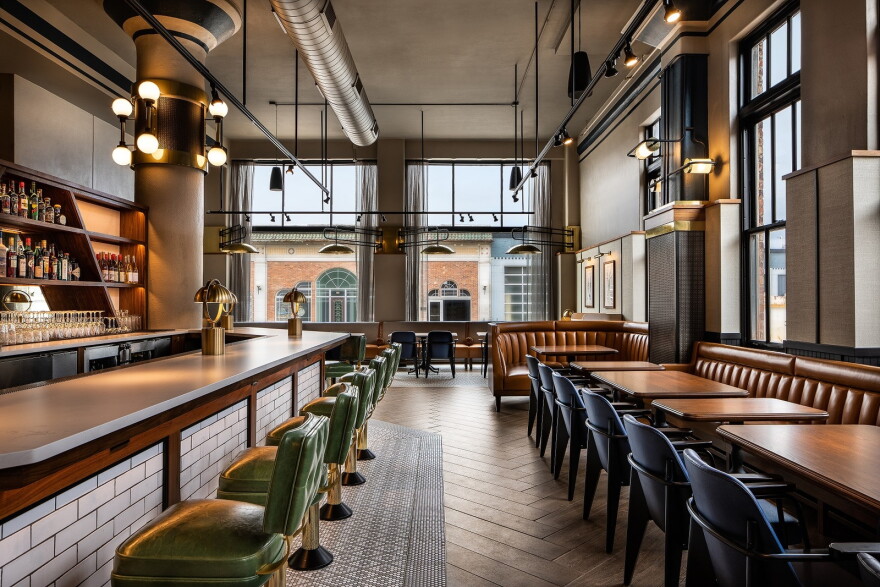 The bar and formal dining area at The Half Nelson, 321 E. 2nd St., Davenport.