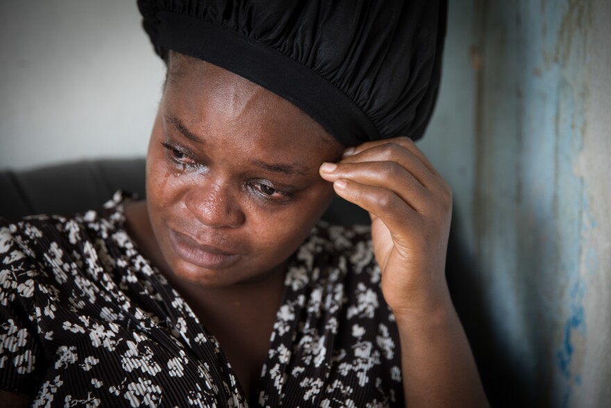 Sherrine Petit Homme LaFrance weeps as she recounts how her relatives who live in Nassau turned their backs on her after her home was decimated by Hurricane Dorian.