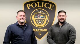 Macomb Police Chief Jeff Hamer (left) and Todd Tedrow, who will serve as interim chief.