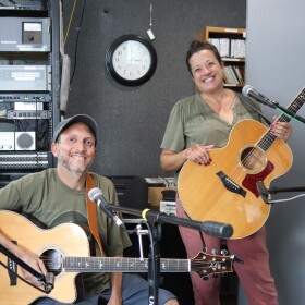 Jon Fadem (left) and Maria Woodford (right) in the WDIY studios.