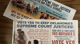 Mailers urge voters to vote yes on retaining three Oklahoma Supreme Court justices.
