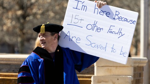 Texas Tech faculty member protests against course review process implemented by the university this spring.