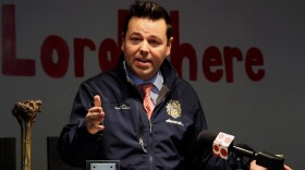 Lt. Gov. Micah Beckwith joined demands for more financial transparency from Indiana University at the press conference on Jan. 15. (Devan Ridgway, WTIU)