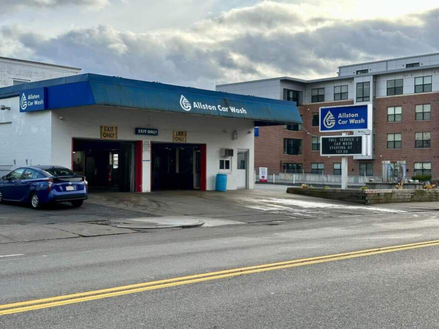 The exterior of Allston Car Wash in Boston on Nov. 13. (Meghan Kelly/WBUR)