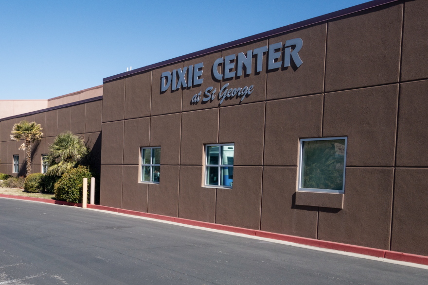 Photo of a building that says "Dixie Center at St. George"