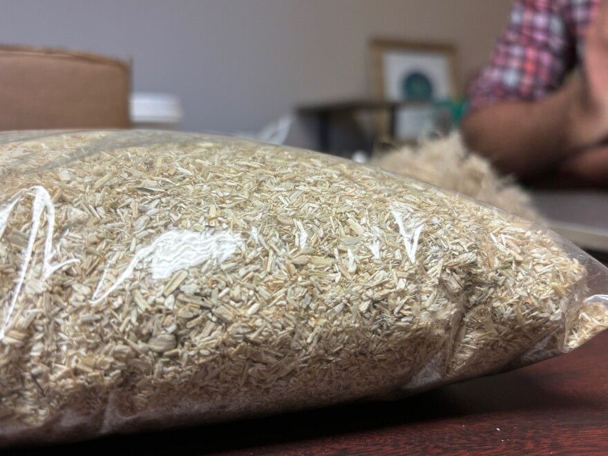 Hurd is one of two materials separated from hemp through the processing done at Midwest Natural Fiber in Gideon, Mo., Thursday, Oct. 10, 2024. It has a variety of uses, including animal bedding, construction and insulation.