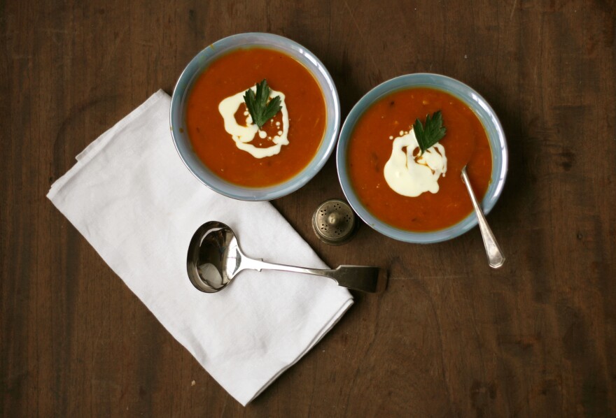 This recipe for pumpkin soup is featured in an action scene in the first Yashim novel, <em>The Janissary Tree.</em>