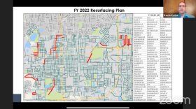 Bloomington Public Works Director Kevin Kothe shares a map of upcoming road projects during the virtual Bloomington City Council meeting, Monday, May 24, 2021.