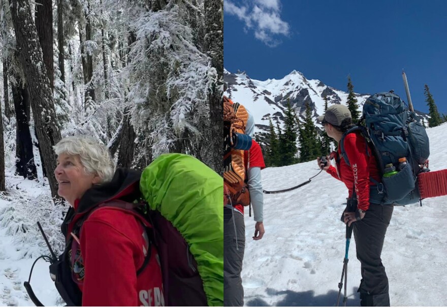 Sue Zeni (left) and Danni Harris (right) of Eugene Mountain Rescue