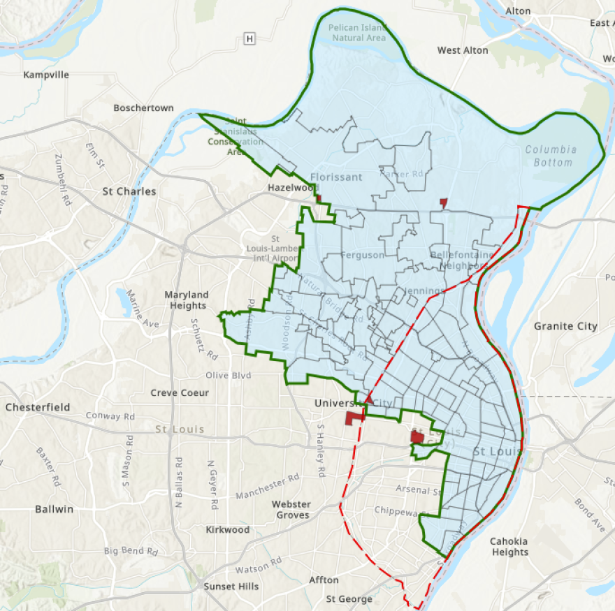 A map displaying the areas included in the boundaries. 