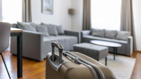 a suitcase in a house