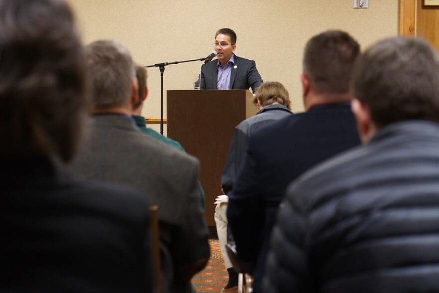 Eastern Band of Cherokee Indians Principal Chief Richard Sneed is seen addressing a crowd in 2016, when he was vice chief.