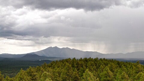 A storm near the San Francisco Peaks and over Flagstaff, Aug. 21, 2013.
