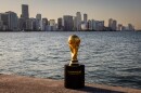 FILE - The FIFA World Cup 2026 Winner's Trophy is seen at Key Biscayne in Miami, Florida.