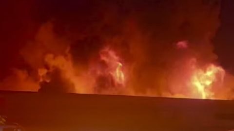 Video snapshot of the fire on Walhalla's Main Street.
