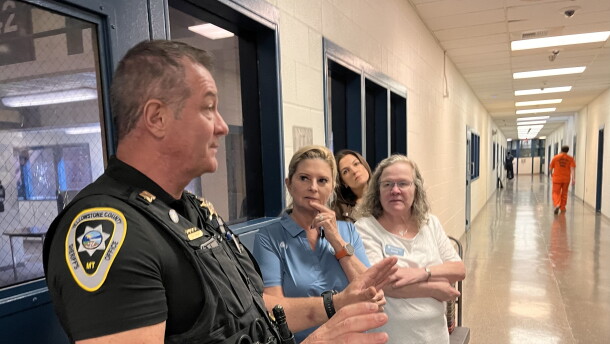 Capt. Brandon Smart leads a tour through the Yellowstone County Detention Facility.