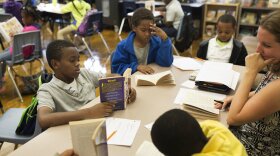 Students participate in a reading group at Adams Elementary in St. Louis in September 2016.