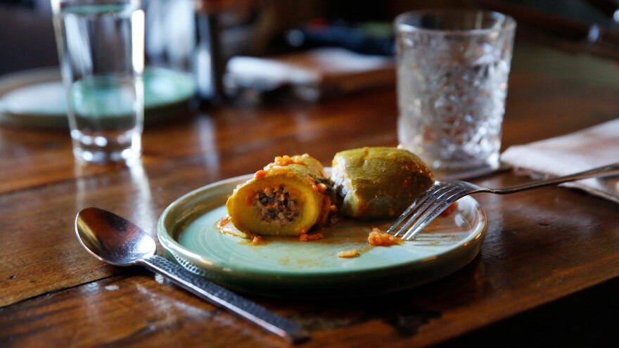 Rose Previte's stuffed summer squash with lamb and rice, from her new cookbook, <em>Maydān: Recipes from Lebanon and Beyond</em>.