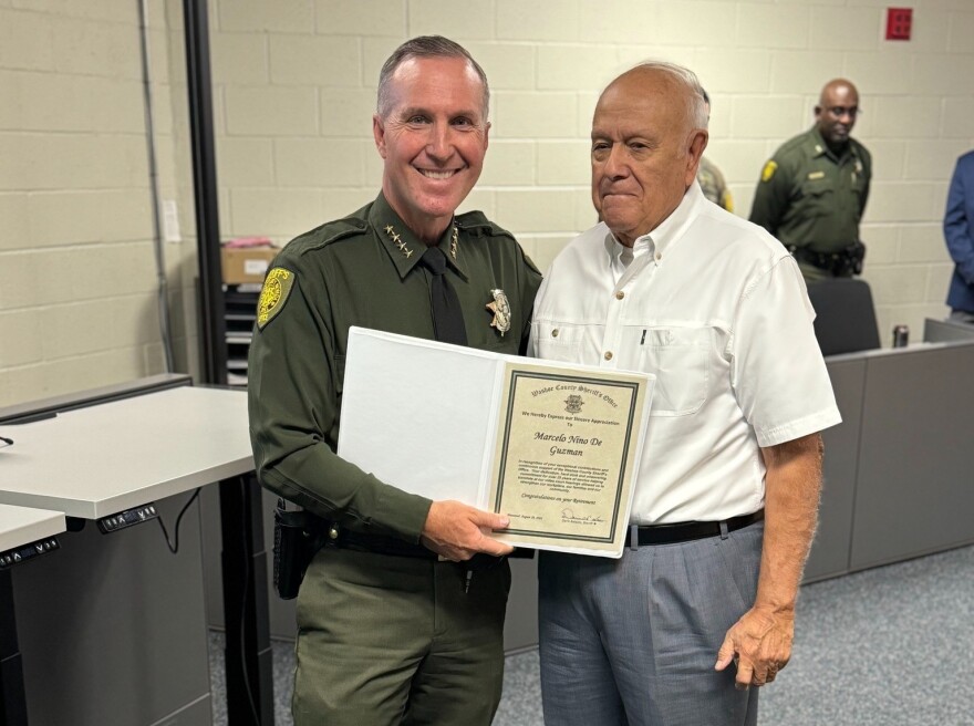 Marcelo Nino De Guzman was recognized by Sheriff Darin Balaam for his contributions and selfless service on Aug. 29 in Reno, Nv.