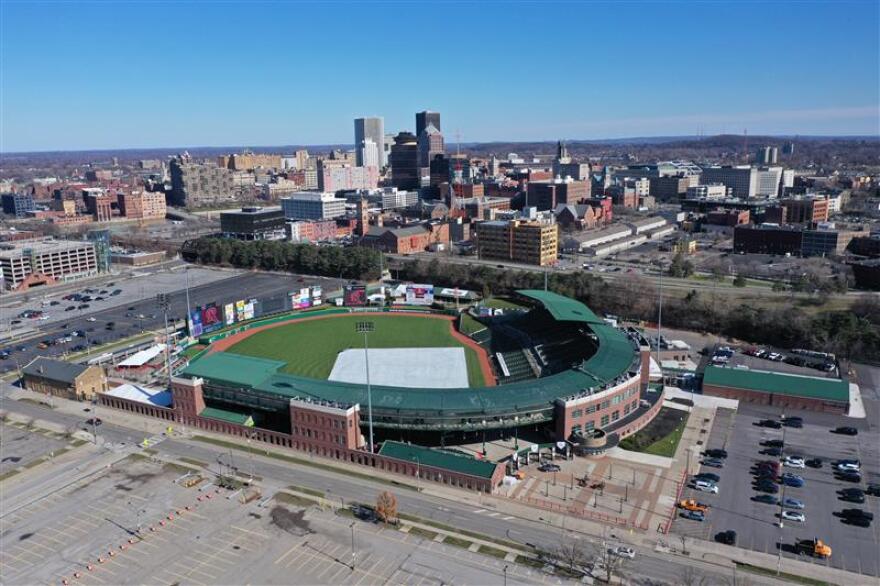 ESL Ballpark sits on the north end of downtown Rochester amid a sea of parking lots.