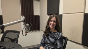 Annie Elliott at the mic in NPR Studio F