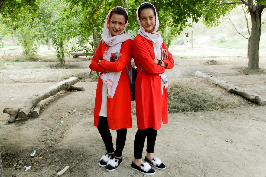 Farahnaz Mohammadi (left) and her cousin Fatima Almi both worry that the gains made by Afghan women since 2001 will be in jeopardy after a U.S.-Taliban deal is signed.