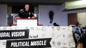 IMPD Chief Bryan Roach addresses the crowd at Friendship Missionary Baptist in Indianapolis.