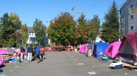 The Nickelsville camp is pictured here Oct. 11, 2008, when it was located in Seattle's University District. The latest move will find it in the northeast Seattle neighborhood of Lake City.