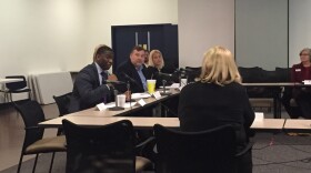 Andrew Gillum speaking at the DCF quarterly council on homelessness.