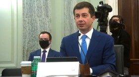 Former South Bend Mayor Pete Buttigieg testifies before the Senate Committee on Commerce, Science and Transportation on Thursday, January 21.